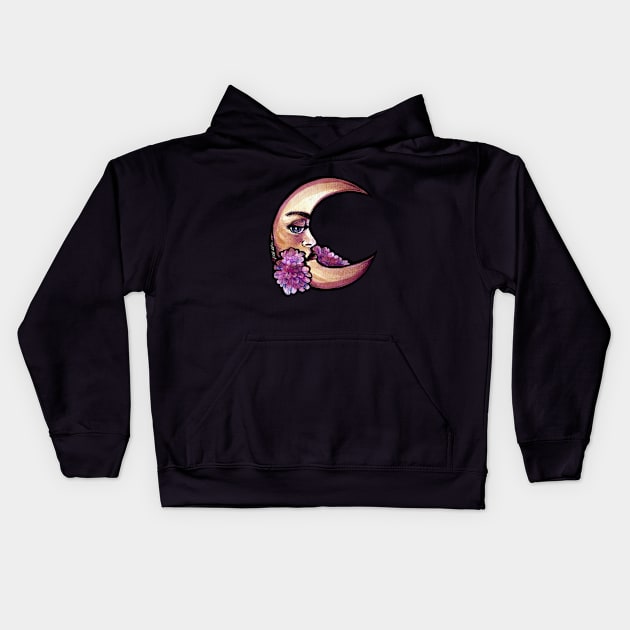 Flower Moon Kids Hoodie by bubbsnugg